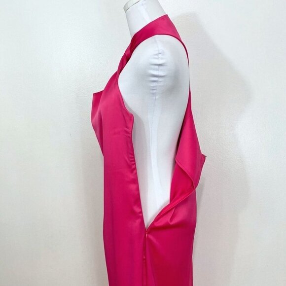 4TH + RECKLESS FUCHSIA PINK SLEEVELESS SIDE SLIT SATIN EVENING DRESS - S - Picture 6 of 11